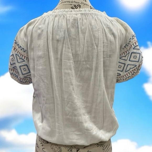 Altar'd State Boho Peasant Embroidered Women’s Short Sleeve Top Size Large - Picture 2 of 6